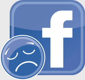 Facebook logo with a sad face