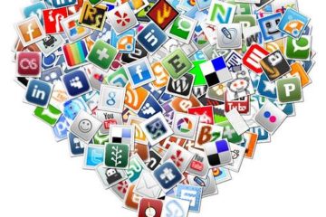 Logos of social media combined to form a heart shape