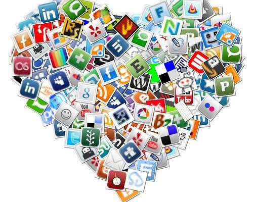 Logos of social media combined to form a heart shape
