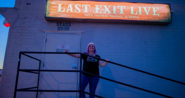 Dani standing outside the stage door at Last Exit Live in Phoenix